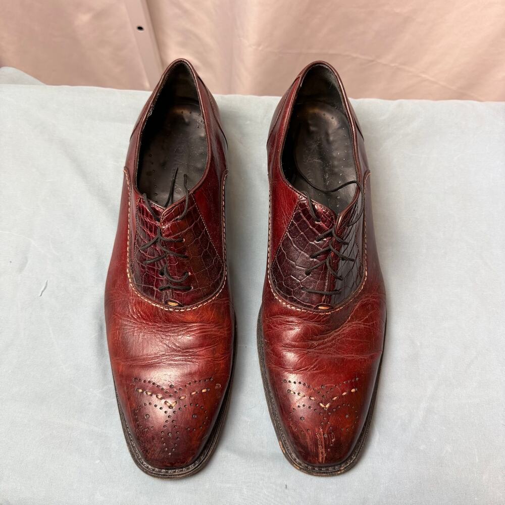 Belvedere Genuine Alligator Leather Oxford Dress Shoes Men’s 12 Burgundy Italy